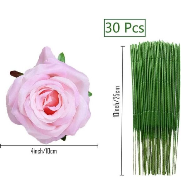 30 Count | Pink Silk Rose 4 Inch Heads and Stems Wedding Bouquet Centerpiece - Picture 4 of 4